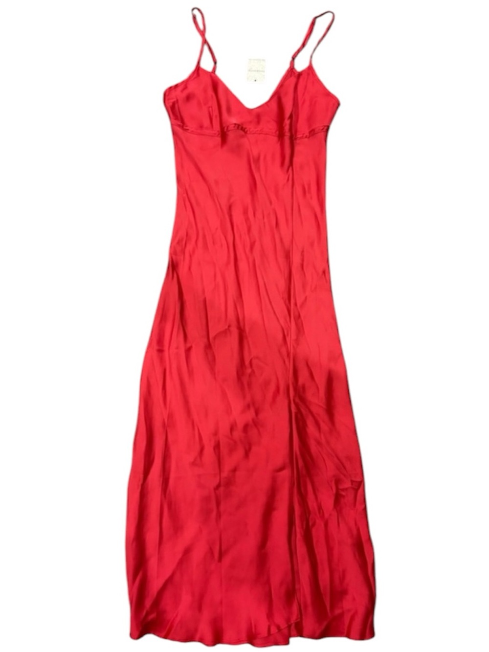 Free People Red Satin Midi Slip Dress